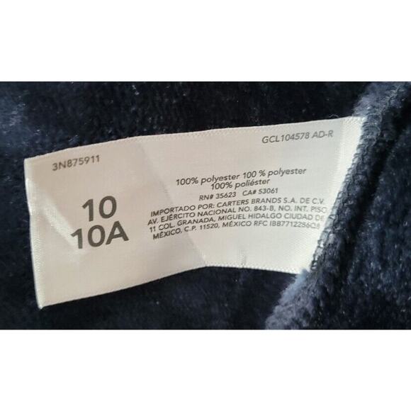 OshKosh B'Gosh Girls Sz 10 Zip Up Hooded Lightweight Jacket Navy Blue Velvet - Picture 6 of 6